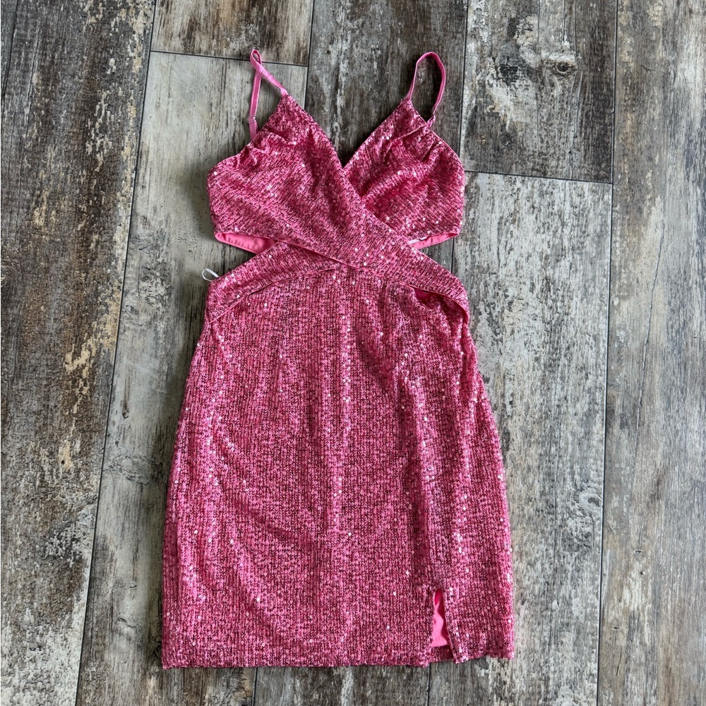 2 for $30 sale: NWT Hello Molly pink sequins mini dress with side cut outs - 6 - Picture 4 of 7